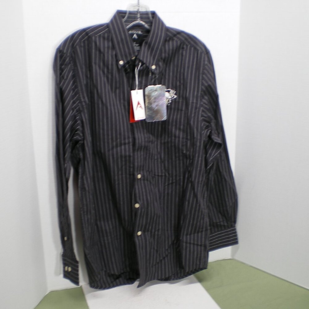 Antigua Pittsburgh Penguins Black and White Long Sleeve Dress Shirt, Size Small